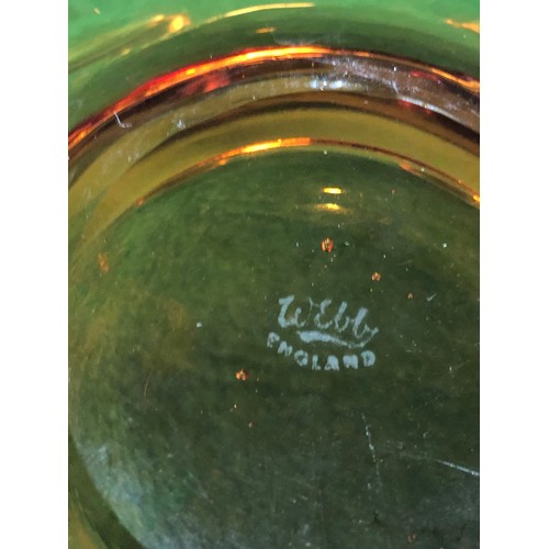 388 - Thomas Webb Bullseye fruit bowl in Amber Glass signed.