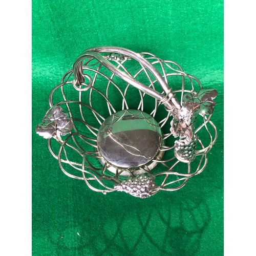 392 - Godinger Silver plated handled basket Grape decoration