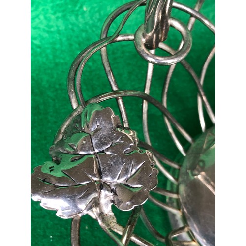 392 - Godinger Silver plated handled basket Grape decoration