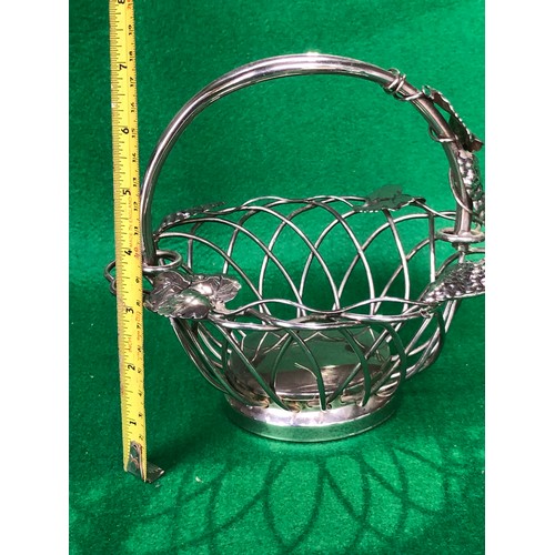 392 - Godinger Silver plated handled basket Grape decoration