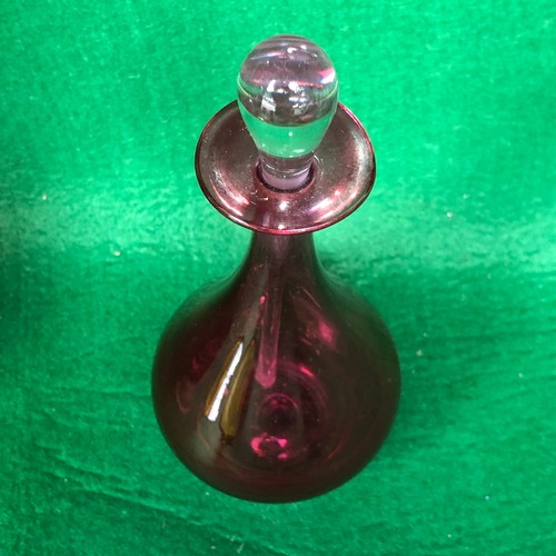 404 - Bristol Cranberry glass perfume bottle. Signed