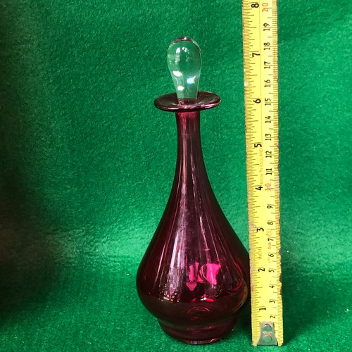 404 - Bristol Cranberry glass perfume bottle. Signed