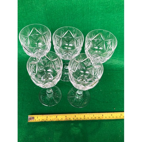 410 - Five Edinburgh Hock glasses. Signed