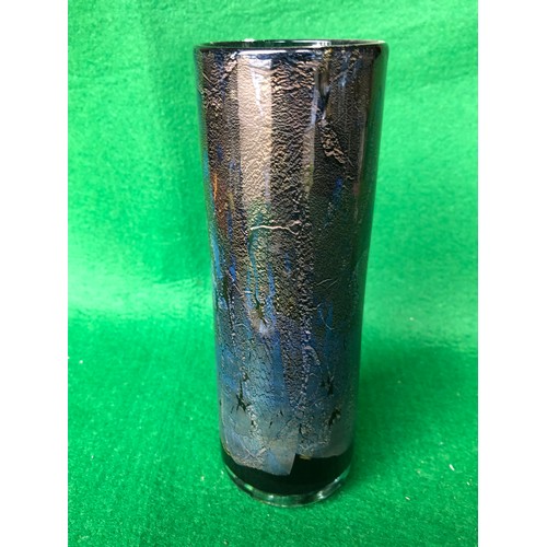 413 - Michael Harris certified Isle of White glass vase in black Azurene pattern