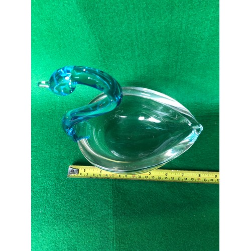 419 - Murano Glass Swan with blue neck and head.