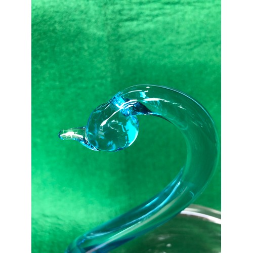 419 - Murano Glass Swan with blue neck and head.