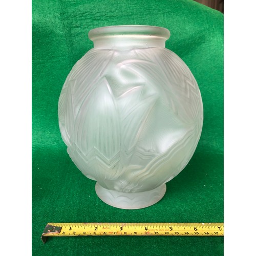 420 - Opalescent art deco Glass Pond Lilies vase