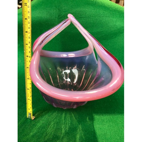 423 - Very rare Murano pink & lavender alabaster Posy Basket.