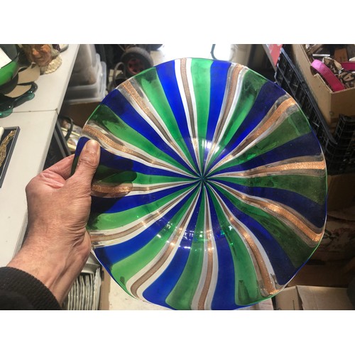 506 - Toso glass charger plate in Murano Aventurine, Blue and Green Colours Italy, 1960s In a 12 panel clo... 