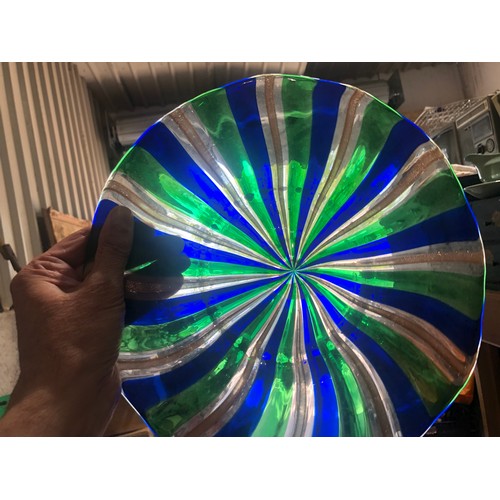 506 - Toso glass charger plate in Murano Aventurine, Blue and Green Colours Italy, 1960s In a 12 panel clo... 