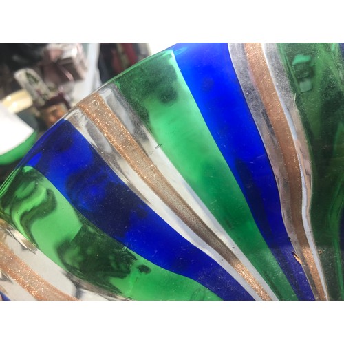 506 - Toso glass charger plate in Murano Aventurine, Blue and Green Colours Italy, 1960s In a 12 panel clo... 