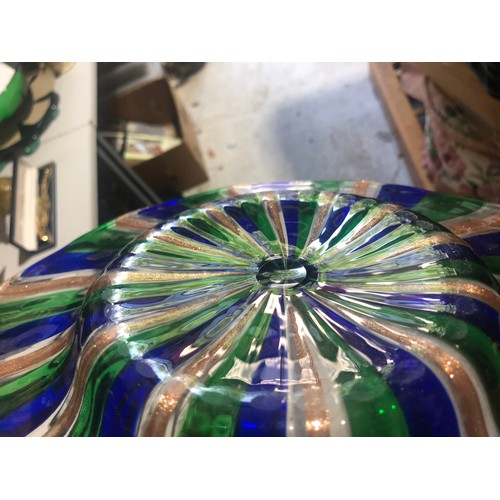 506 - Toso glass charger plate in Murano Aventurine, Blue and Green Colours Italy, 1960s In a 12 panel clo... 