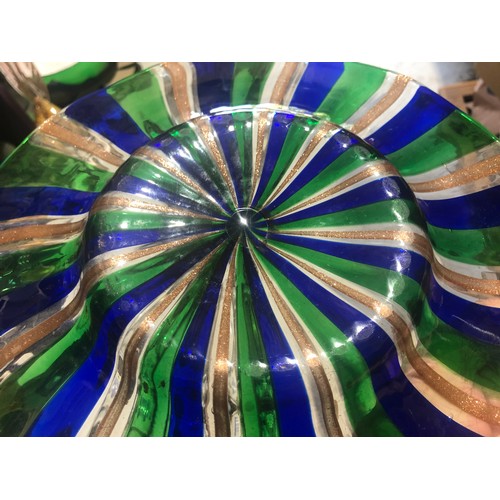 506 - Toso glass charger plate in Murano Aventurine, Blue and Green Colours Italy, 1960s In a 12 panel clo... 