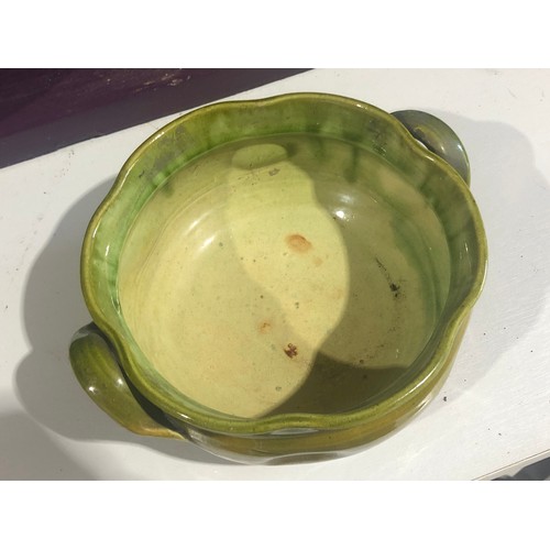 511 - Bretby green drip glaze bowl