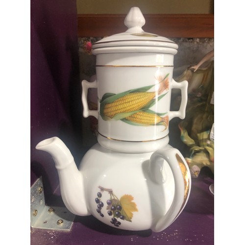 512 - Royal Worcester Evesham  teapot and strainer