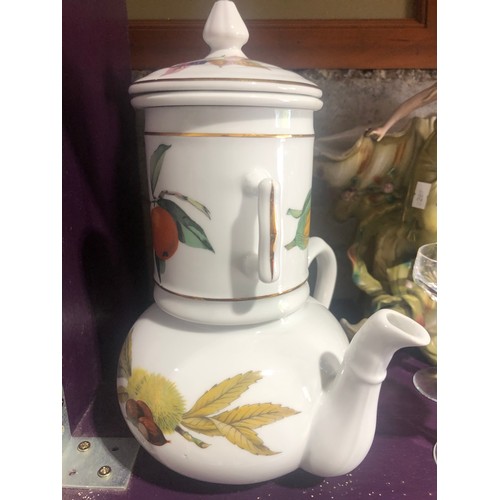 512 - Royal Worcester Evesham  teapot and strainer