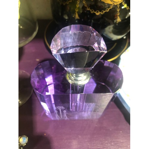 517 - Charles Renni Macintosh design perfume bottle in Neodymium / Alexandrite glass