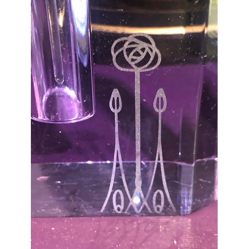 517 - Charles Renni Macintosh design perfume bottle in Neodymium / Alexandrite glass