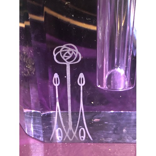 517 - Charles Renni Macintosh design perfume bottle in Neodymium / Alexandrite glass