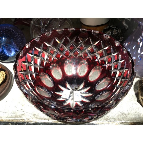 535 - 1970 transition Corbett to Royal Doulton cut crystal bowl in cranberry glass