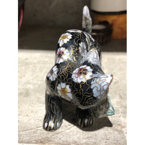 540 - Cloisonne Brass cat figurine with enamelled decoration