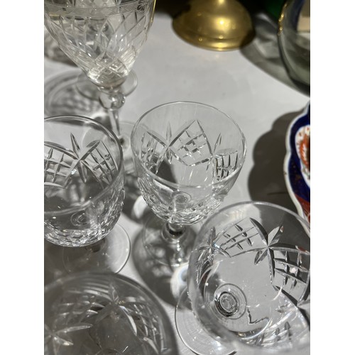 546 - Cut crystal glasses and Edwardian etched glasses