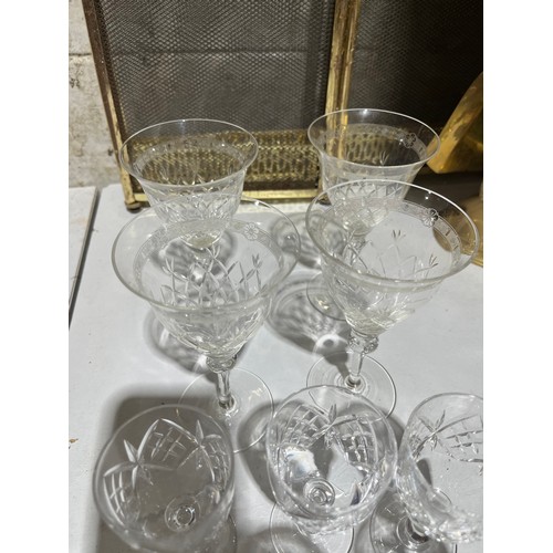 546 - Cut crystal glasses and Edwardian etched glasses