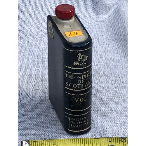 775 - Patersons’ Deluxe Scotch Whisky ceramic hip flask disguised as a book.