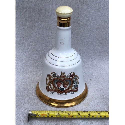 783 - Bell’s Scotch Whisky bell shaped decanter commemorating Charles and Diana by Wade.