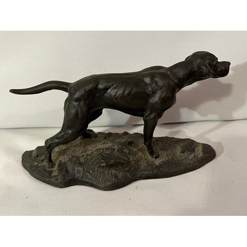 225 - Heredities by Jean Spouse Bronze resin figurine of a Pointer dog