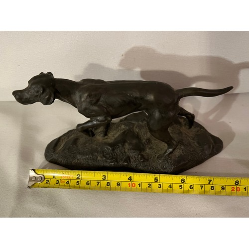 225 - Heredities by Jean Spouse Bronze resin figurine of a Pointer dog