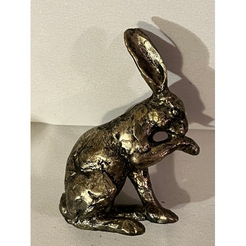 231 - Gold coloured resin hare figurine, possibly Firth.