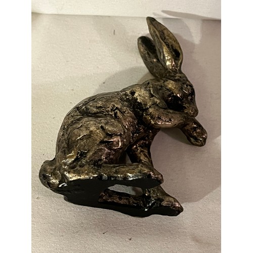 231 - Gold coloured resin hare figurine, possibly Firth.