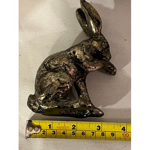 231 - Gold coloured resin hare figurine, possibly Firth.