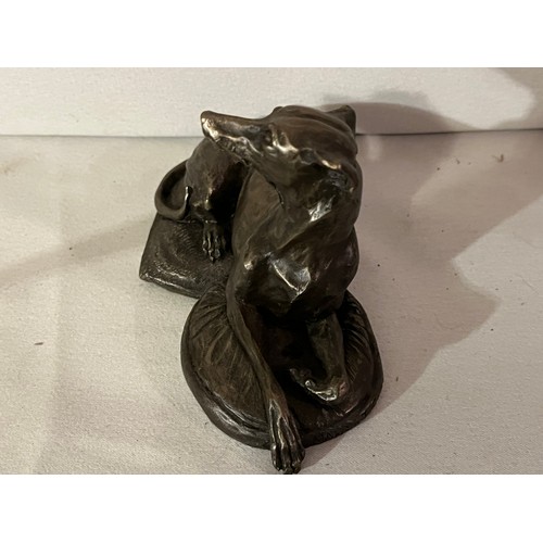 243 - Fiesta bronze resin figurine of a seated Greyhound