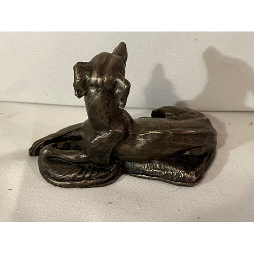 243 - Fiesta bronze resin figurine of a seated Greyhound