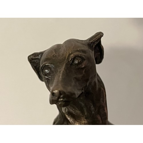 243 - Fiesta bronze resin figurine of a seated Greyhound