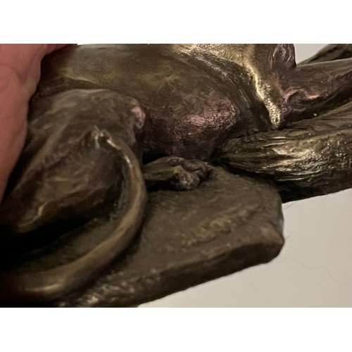 243 - Fiesta bronze resin figurine of a seated Greyhound