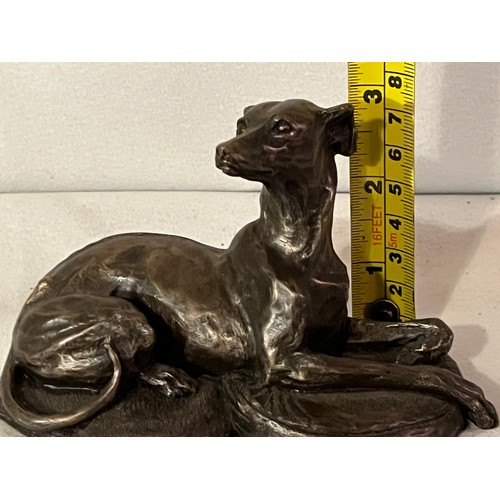 243 - Fiesta bronze resin figurine of a seated Greyhound