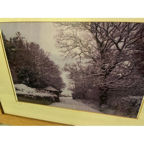 247 - Picture frame with photo of a snowy lane