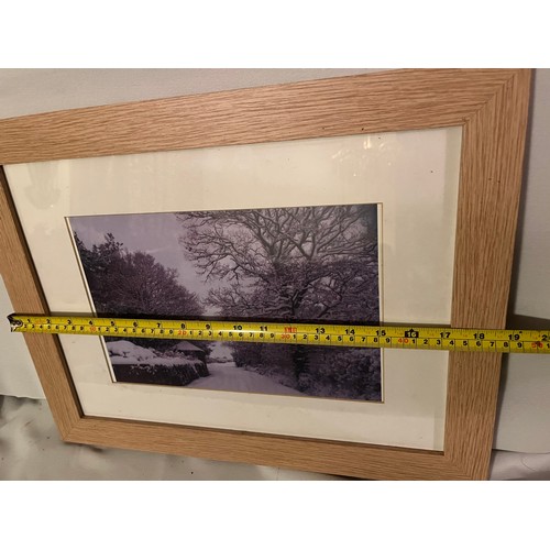 247 - Picture frame with photo of a snowy lane