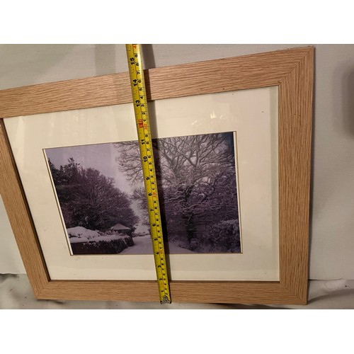 247 - Picture frame with photo of a snowy lane