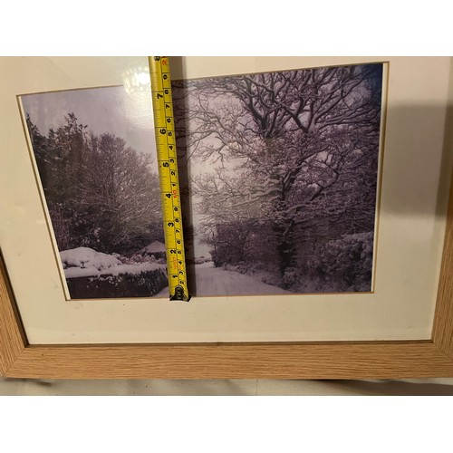 247 - Picture frame with photo of a snowy lane