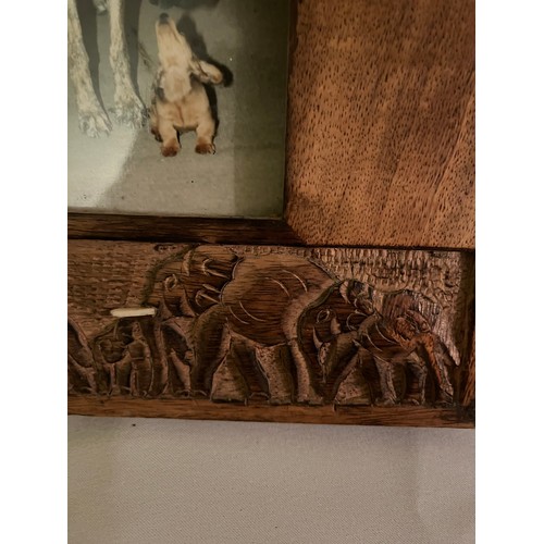 248 - Tribal art Photo frame with picture of a great Dane dog