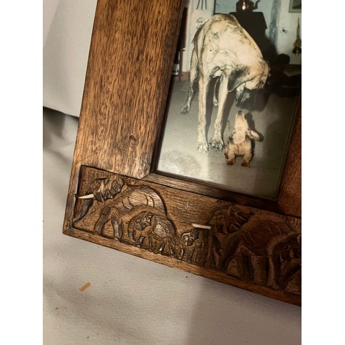 248 - Tribal art Photo frame with picture of a great Dane dog