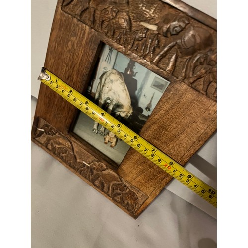 248 - Tribal art Photo frame with picture of a great Dane dog