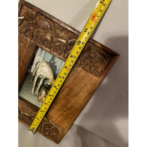 248 - Tribal art Photo frame with picture of a great Dane dog