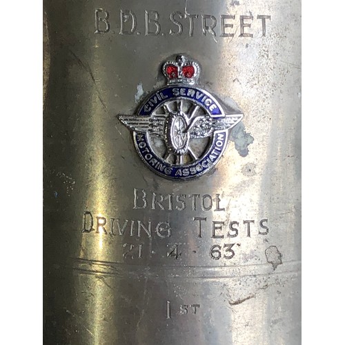 255 - Pewter half pint tankard for the Cival Service Motoring Association. Trophy for 1963 BDB Street Bris... 