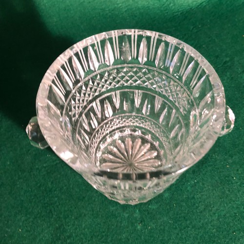 364 - Pressed and cut glass ice bucket with glass handles