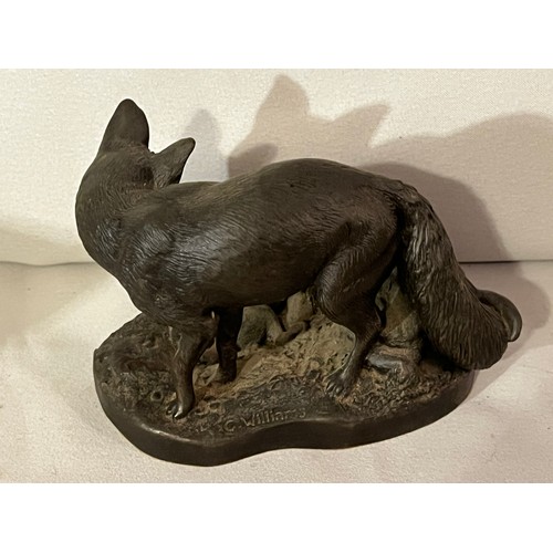 213 - Heredities b y C Williams Bronze resin figurine of a Family of foxes